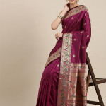 Women's Paithani Silk Saree With Unstitched Blouse Piece 1