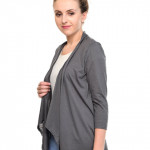 Cotton Viscose Blend Grey Women Shrug