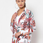 Tropical Print Single-Breasted Blazer