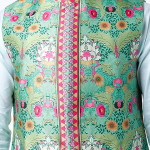 Sea Green Kurta Set With Bundi Jacket