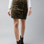 Printed Straight Skirt with Eyelets