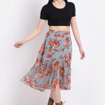 Floral Print Flared Skirt