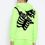 MEN Fluorescent Green Skeleton Print Oversized Tracksuit