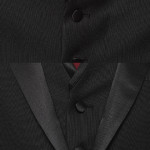 Men Black Self-Design Slim-Fit Three Piece Suit