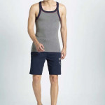 Men Grey Melange Solid Innerwear Vest With Printed Detailing