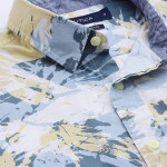 Men Blue & White Abstract Printed Slim Fit Stretch Casual Shirt